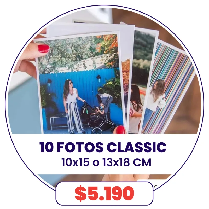 10 fotos Classic 10x15 o 13x18 a $5.190