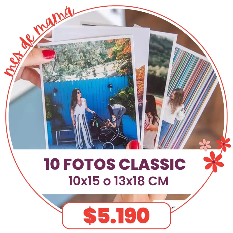 10 fotos Classic 10x15 o 13x18 a $5.190