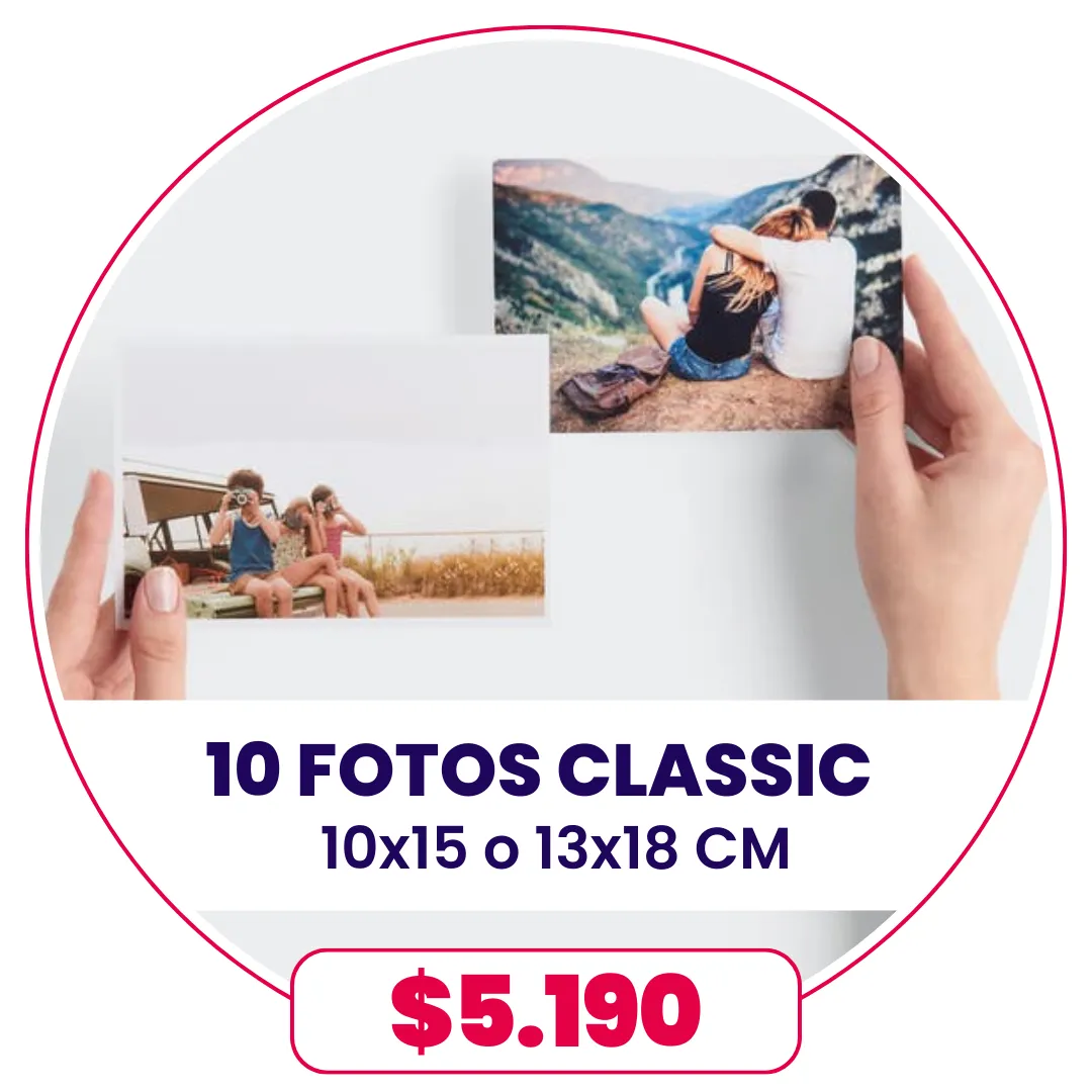 10 fotos Classic 10x15 o 13x18 a $5.190