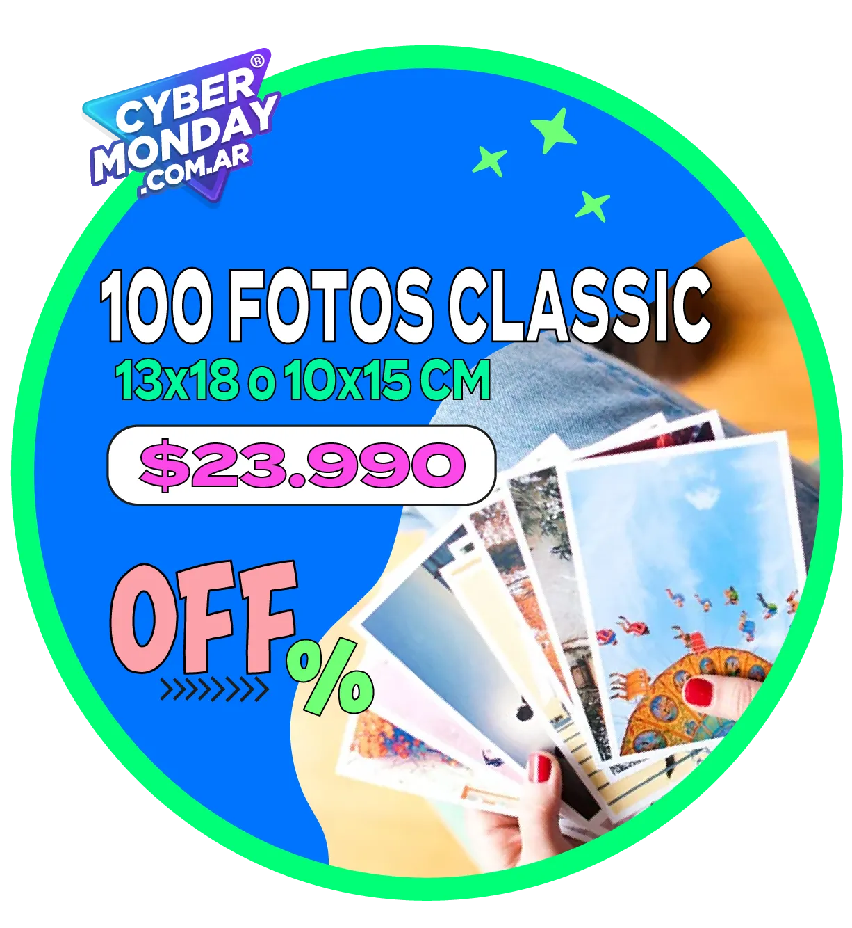 100 fotos Classic 13x18 o 10x15 a $23.990