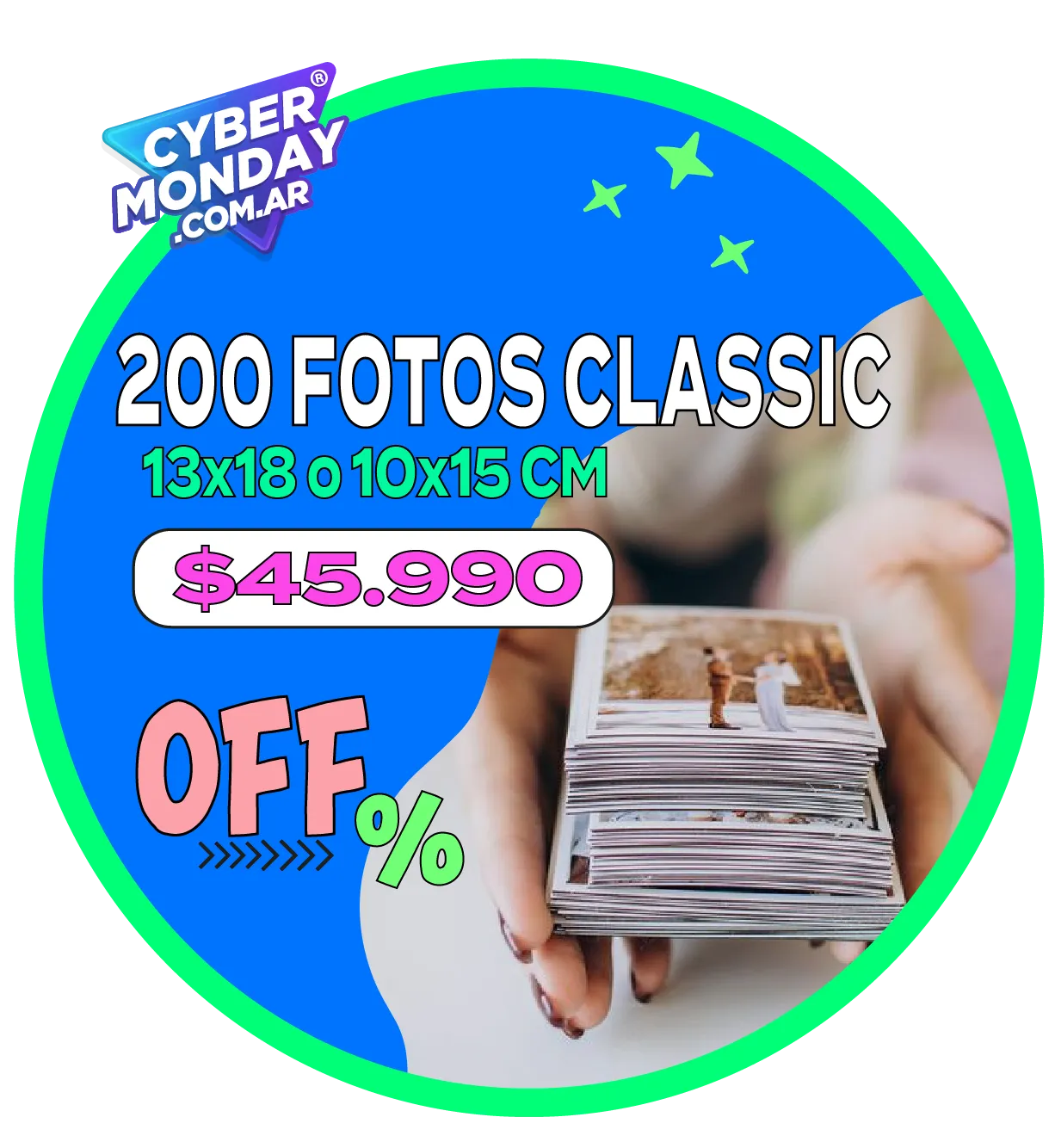 200 fotos Classic de 13x18 o 10x15 a $45.990